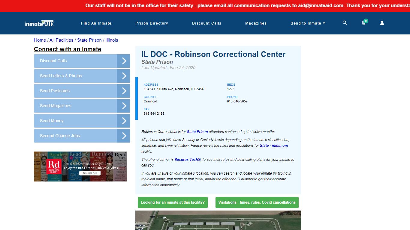 IL DOC - Robinson Correctional Center & Inmate Search ...