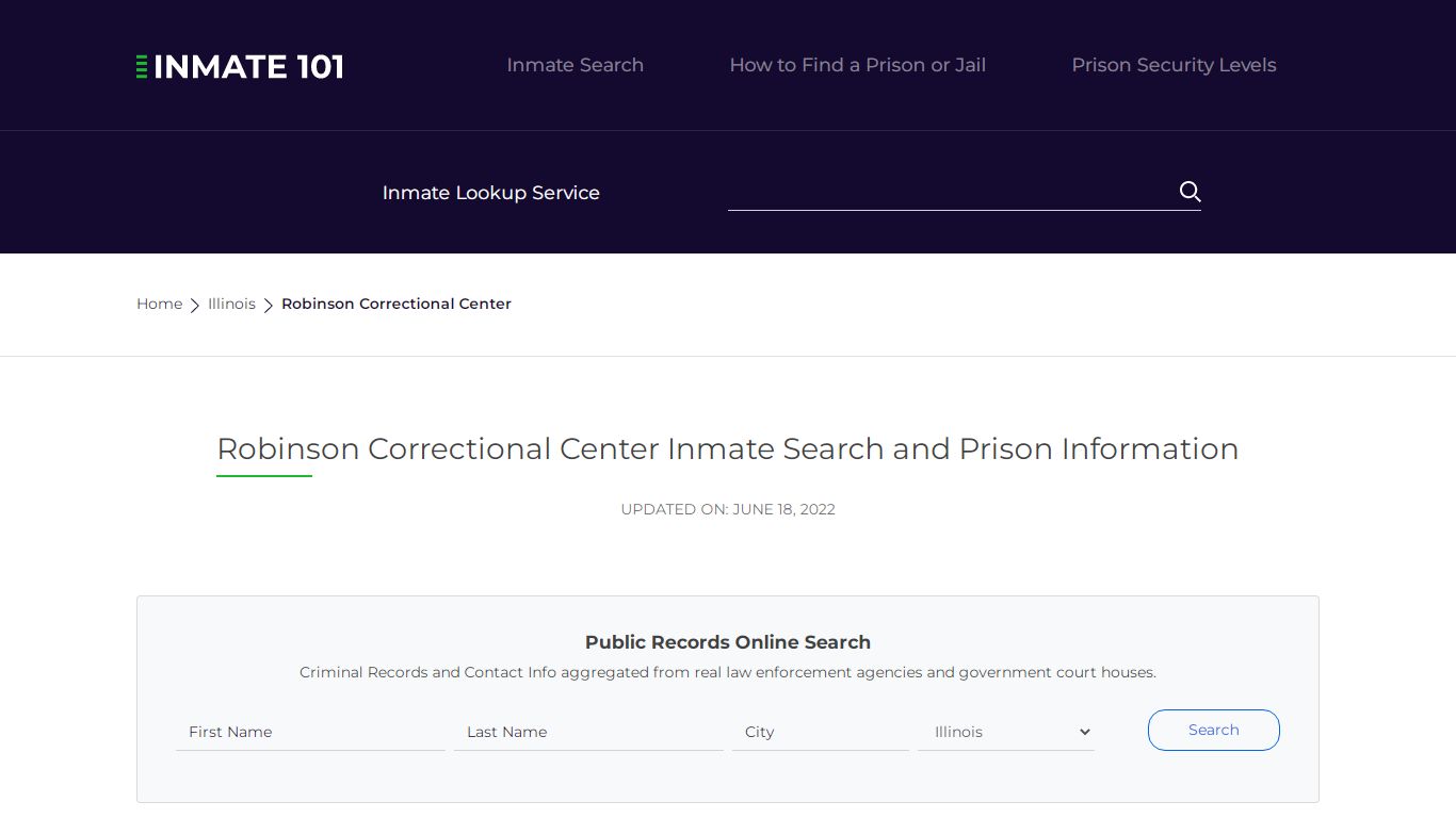 Robinson Correctional Center Inmate Search, Visitation ...