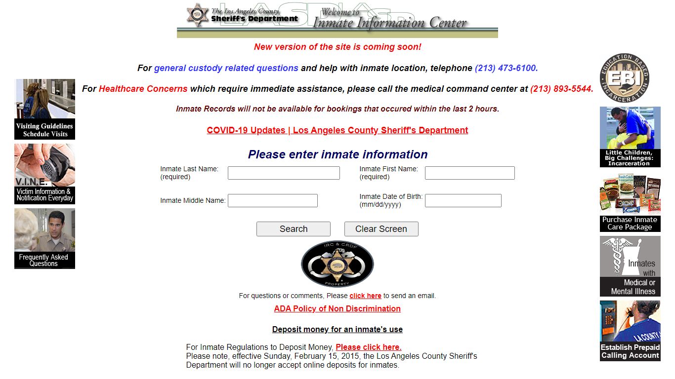 LASD Inmate Information Center - Inmate Search